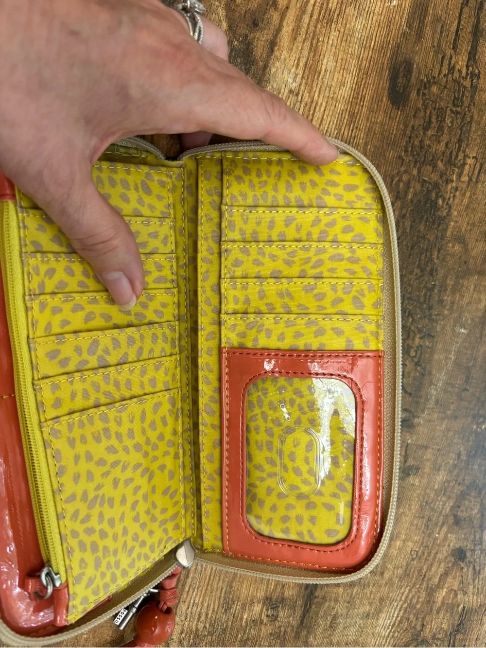 Fossil Floral Zip Wallet in Yellow, Orange, Brown and Black
